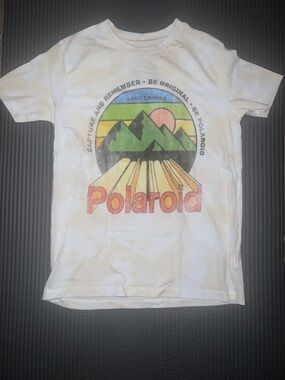 Kids Polaroid Graphic Tee with Retro Rainbow Mountain Print